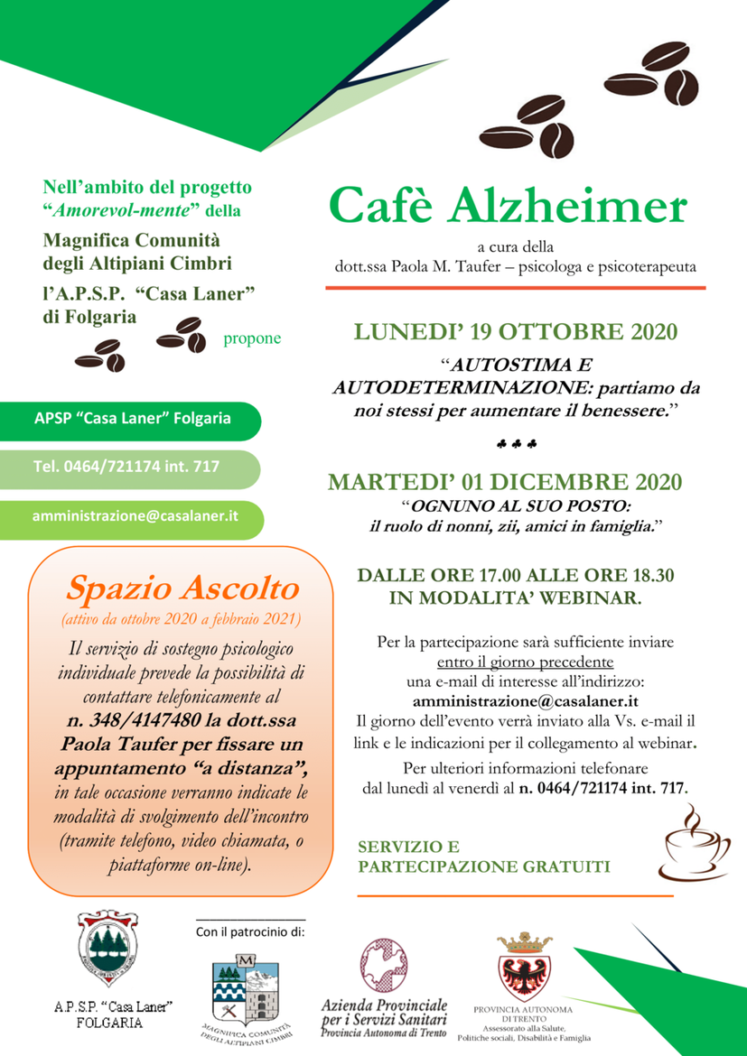 Apsp Di Folgaria Cafe Alzheimer Notizie E Avvisi News Upipa Unione Provinciale Istituzioni Per L Assistenza U P I P A Societa Cooperativa